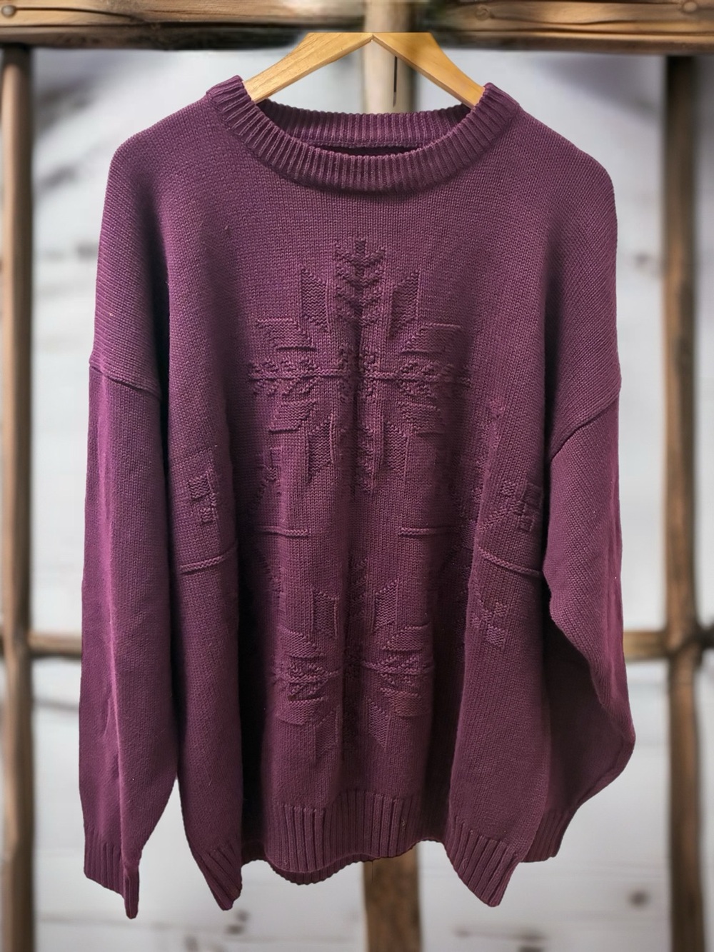 VTG Eddie Bauer Men's Crewneck Knit Sweater in Deep Plum Size XL NWT